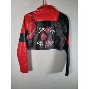 The Suicide Squad Harley Quinn Cropped Jacket Size Small Live Fast Die Clown